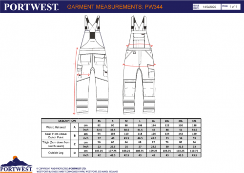 Pantaloni cu pieptar Hi-Vis, portocaliu/negru, regular, PW3, Portwest
